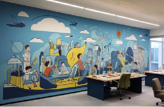  定远办公室墙绘的特点。